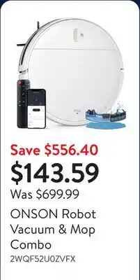 Walmart ONSON Robot Vacuum & Mop Combo offer