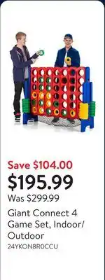Walmart Giant Connect 4 Game Set, Indoor/Outdoor offer