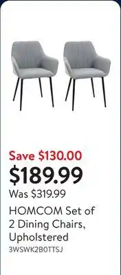 Walmart HOMCOM Set of 2 Dining Chairs, Upholstered offer