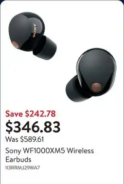 Walmart Sony WF1000XM5 Wireless Earbuds offer