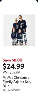 Walmart PatPat Christmas Family Pajama Set, Blue offer