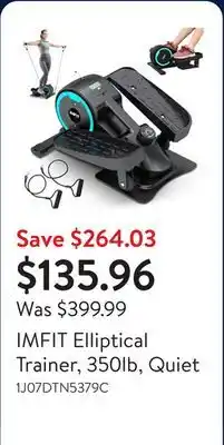 Walmart IMFIT Elliptical Trainer, 350lb, Quiet offer