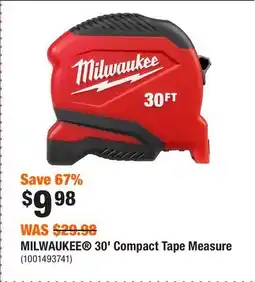 Home Depot MILWAUKEE 30' Compact Tape Measure offer