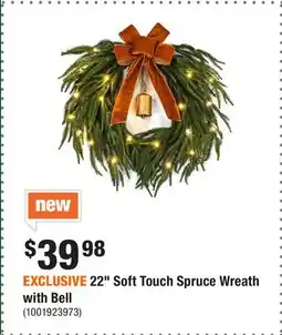 Home Depot EXCLUSIVE 22 Soft Touch Spruce Wreath with Bell offer