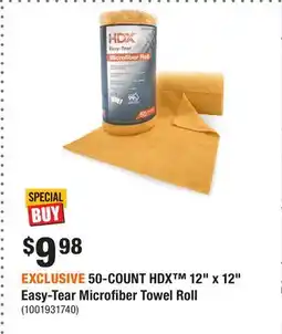 Home Depot EXCLUSIVE 50-COUNT HDX 12 x 12 Easy-Tear Microfiber Towel Roll offer