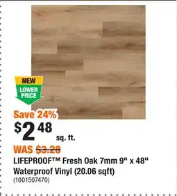 Home Depot LIFEPROOF Fresh Oak 7mm 9 x 48 Waterproof Vinyl (20.06 sqft) offer