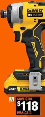 Home Depot EXCLUSIVE DEWALT 20V MAX ATOMIC Brushless Compact 1/4 Impact Driver Kit offer
