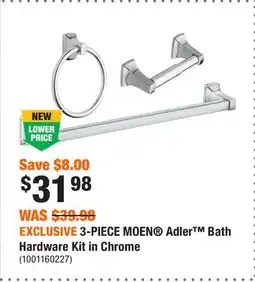 Home Depot EXCLUSIVE 3-PIECE MOEN Adler Bath Hardware Kit in Chrome offer