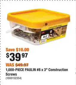 Home Depot 1,000-PIECE PAULIN #8 x 3 Construction Screws offer