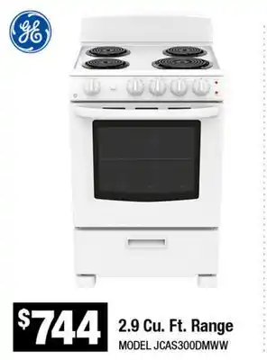 Home Depot 2.9 Cu. Ft. Range offer