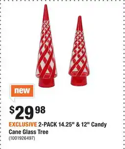 Home Depot EXCLUSIVE 2-PACK 14.25 & 12 Candy Cane Glass Tree offer