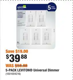 Home Depot 5-PACK LEVITON Universal Dimmer offer