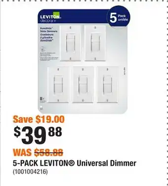 Home Depot 5-PACK LEVITON Universal Dimmer offer