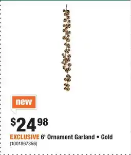 Home Depot EXCLUSIVE 6' Ornament Garland • Gold offer