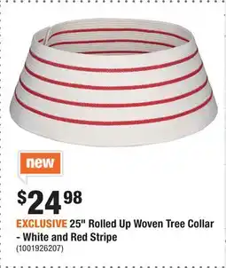 Home Depot EXCLUSIVE 25 Rolled Up Woven Tree Collar - White and Red Stripe offer