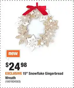 Home Depot EXCLUSIVE 15 Snowflake Gingerbread Wreath offer
