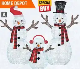 Home Depot Set of 3 Snowman Family LED offer