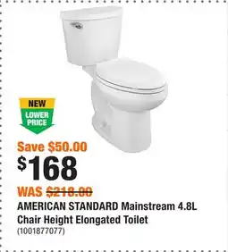 Home Depot AMERICAN STANDARD Mainstream 4.8L Chair Height Elongated Toilet offer