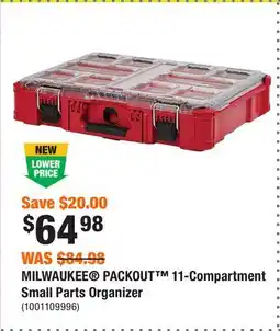 Home Depot MILWAUKEE PACKOUT 11-Compartment Small Parts Organizer offer
