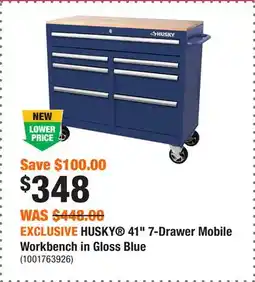 Home Depot EXCLUSIVE HUSKY 41 7-Drawer Mobile Workbench in Gloss Blue offer
