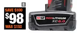 Home Depot M12 REDLITHIUM XC 6.0Ah Battery offer