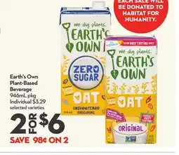 Longo's Earth's Own Plant-Based Beverage offer