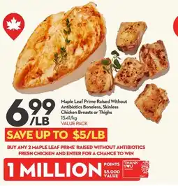 Longo's Raised Without Antibiotics Boneless, Skinless Chicken Breasts or Thighs offer