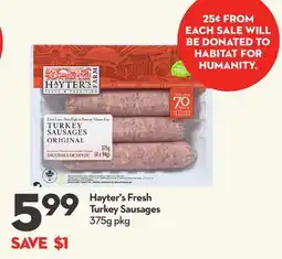 Longo's Hayter's Fresh Turkey Sausages offer