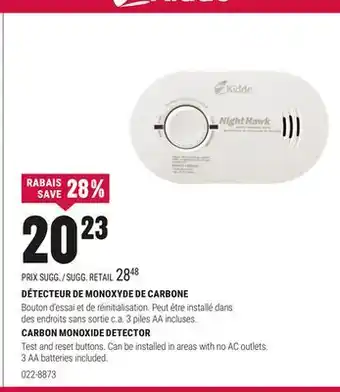 BMR DÉTECTEUR DE MONOXYDE DE CARBONE offer