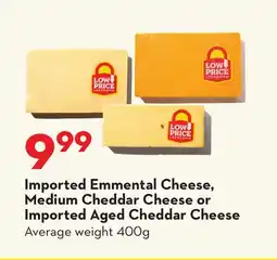 Longo's Imported Emmental Cheese, Medium Cheddar Cheese or Imported Aged Cheddar Cheese offer