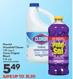 Longo's Pine-Sol Household Cleaner 1.41L jug or Clorox Original Bleach 2.4L jug offer