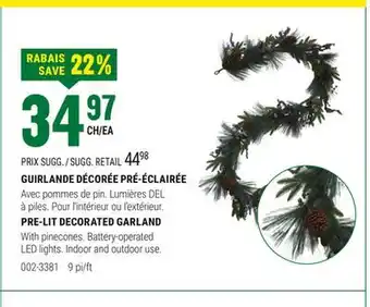 BMR GUIRLANDE DÉCORÉE PRÉ-ÉCLAIRÉE offer