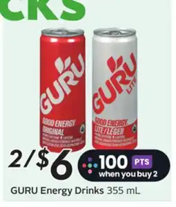 Sobeys GURU Energy Drinks offer