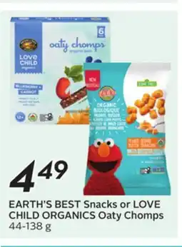 Sobeys EARTH'S BEST Snacks or LOVE CHILD ORGANICS Oaty Chomps offer