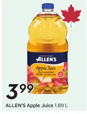 Sobeys ALLEN'S Apple Juice offer