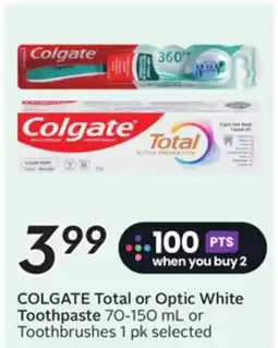 Sobeys COLGATE Total or Optic White Toothpaste offer