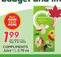Sobeys COMPLIMENTS Juice offer
