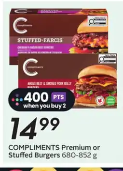 Sobeys COMPLIMENTS Premium or Stuffed Burgers offer