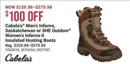 Cabela's Cabela's Men's Inferno, Saskatchewan or SHE Outdoor Women's Inferno II Insulated Hunting Boots offer