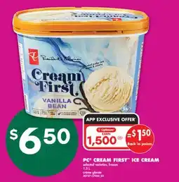 No Frills PC CREAM FIRST ICE CREAM, 1.5 L offer