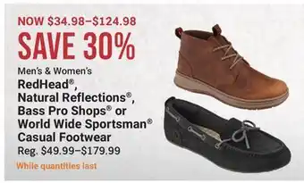 Cabela's RedHead , Natural Reflections , Bass Pro Shops or World Wide Sportsman Casual Footwear offer