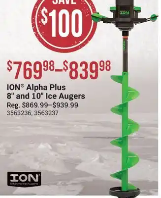 Cabela's ION Alpha Plus 8 and 10 Ice Augers offer