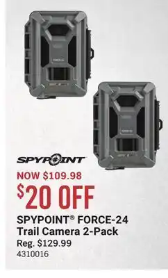 Cabela's SPYPOINT FORCE-24 Trail Camera 2-Pack offer