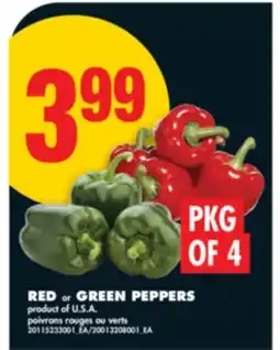 No Frills RED or GREEN PEPPERS, PKG OF 4 offer