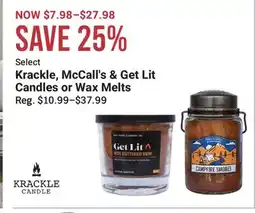 Cabela's Select Krackle, McCall's & Get Lit Candles or Wax Melts offer