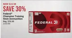 Cabela's Federal Champion Training 9mm Ammunition offer