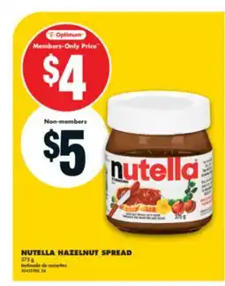 No Frills NUTELLA HAZELNUT SPREAD, 375 G offer