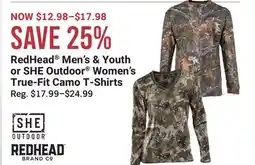 Cabela's RedHead Men's & Youth or SHE Outdoor Women's True-Fit Camo T-Shirts offer
