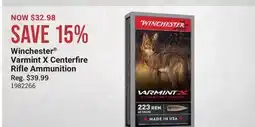 Cabela's Winchester Varmint X Centerfire Rifle Ammunition offer