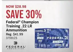 Cabela's Federal Champion Training. 22 LR Ammunition offer